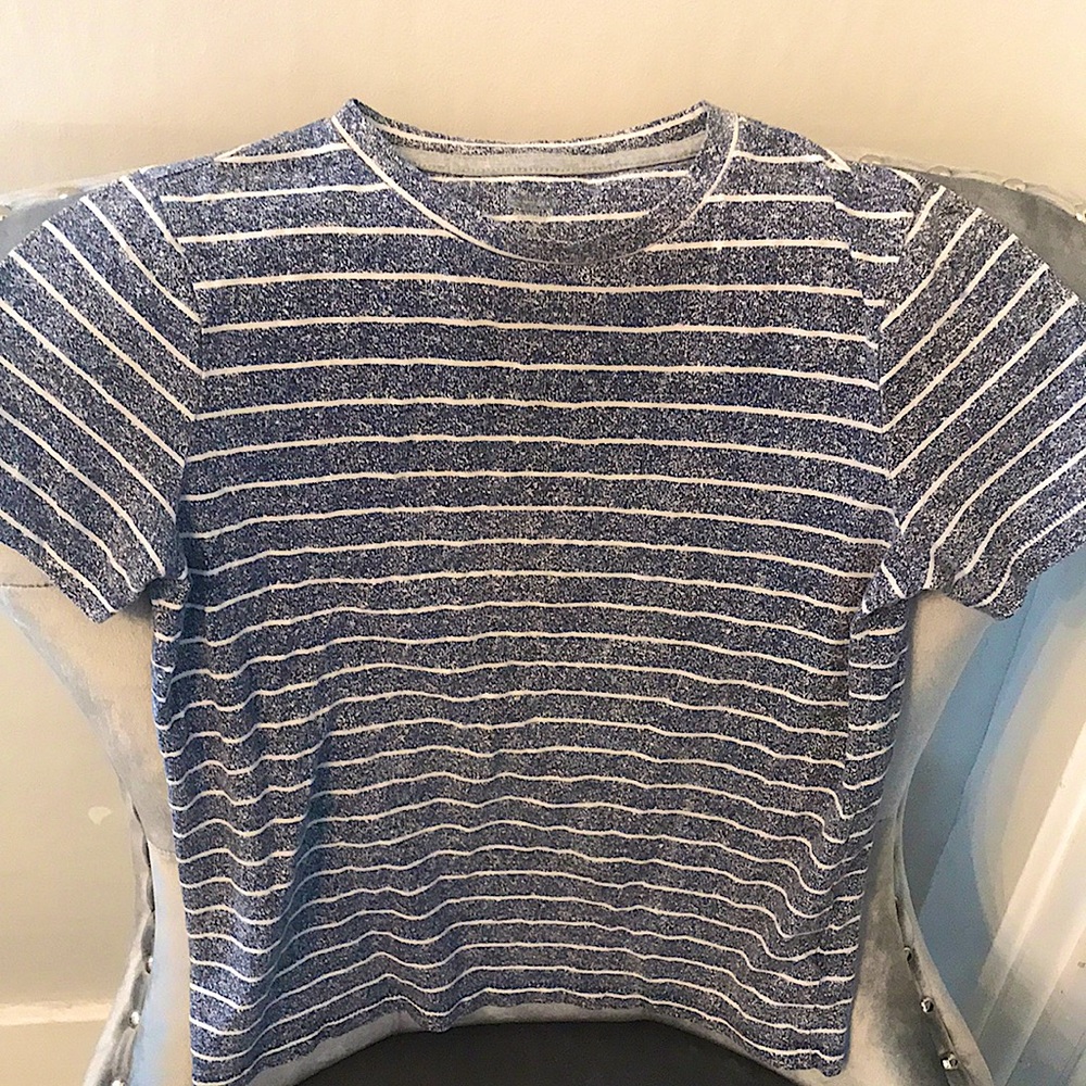 Old Navy Boys T-Shirt Size M (8) Like New Striped Blue White Soft Tee